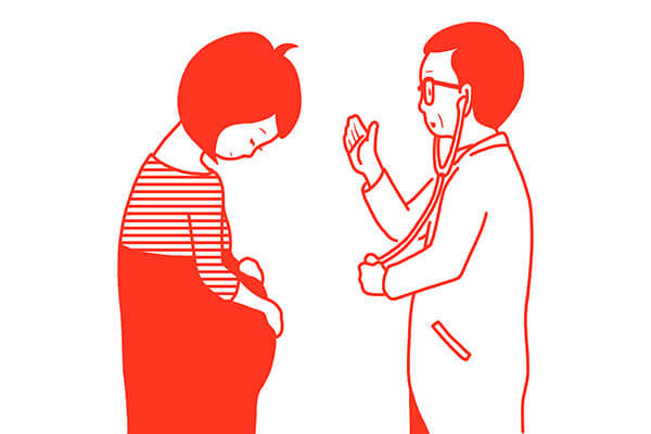 妊婦検診を受ける女性のイラスト